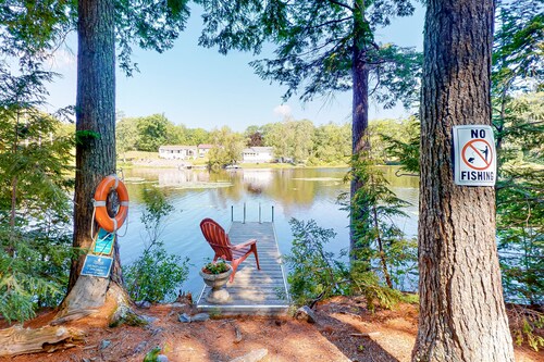 Entire lakefront home on Togus Pond with decks, canoe, firepit & great view