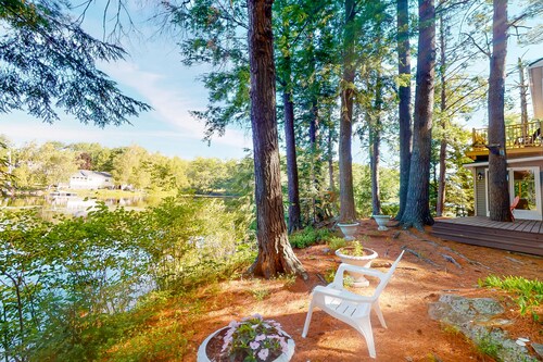 Entire lakefront home on Togus Pond with decks, canoe, firepit & great view