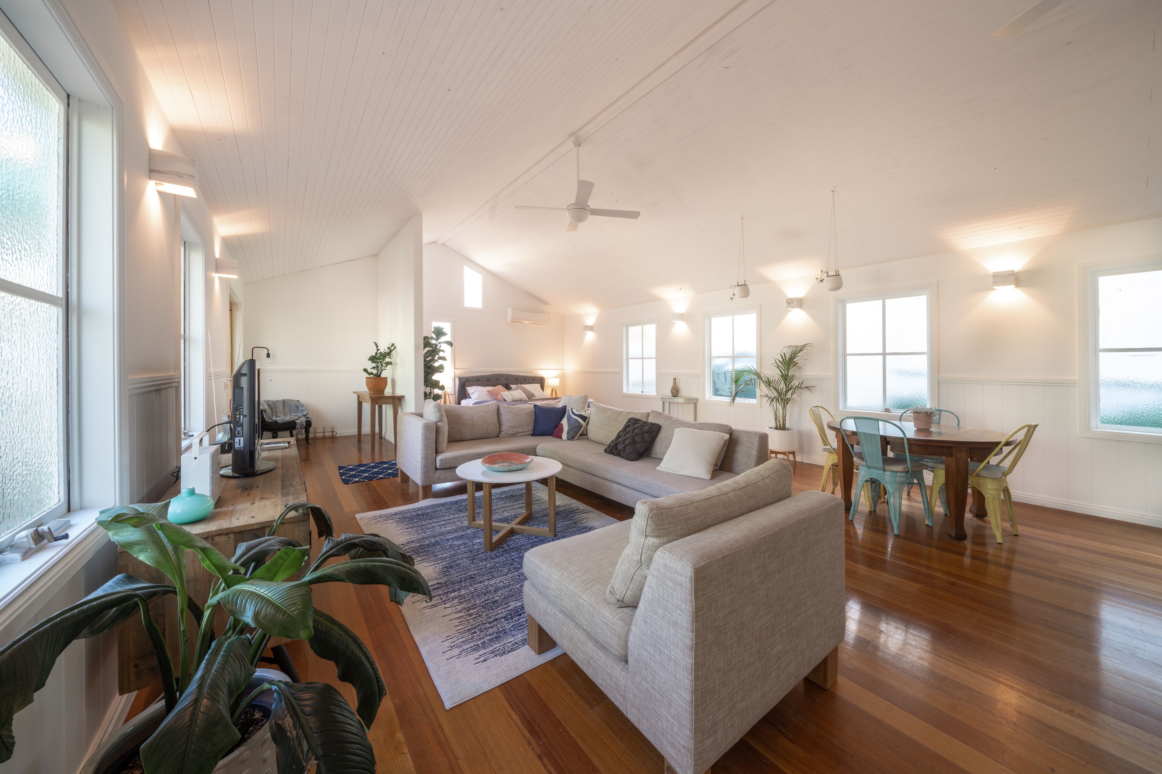 TV, DVD player, video library