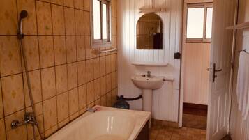 Combined shower/tub, jetted tub, bidet, towels