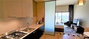 Apartamento (0 Bedroom) | Cozinha americana privada | Fogão, torradeira, forno com torradeira