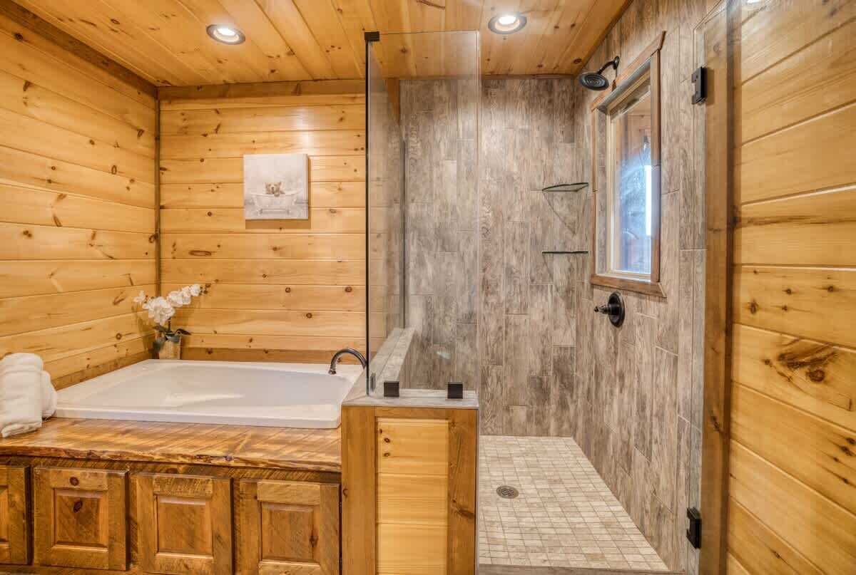Shower, hair dryer, towels, shampoo