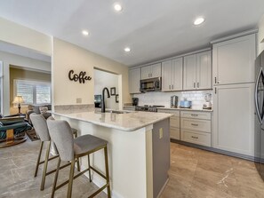 Fridge, microwave, oven, dishwasher