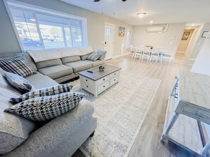 Smart TV, fireplace, foosball, table tennis