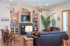 TV, DVD player, foosball, table tennis