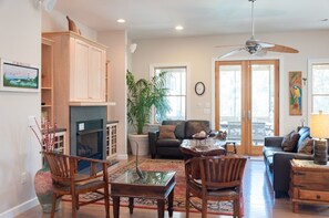 TV, DVD player, foosball, table tennis