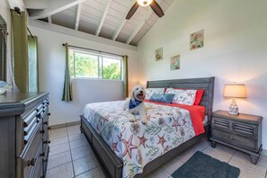 2 bedrooms, iron/ironing board, travel crib, internet