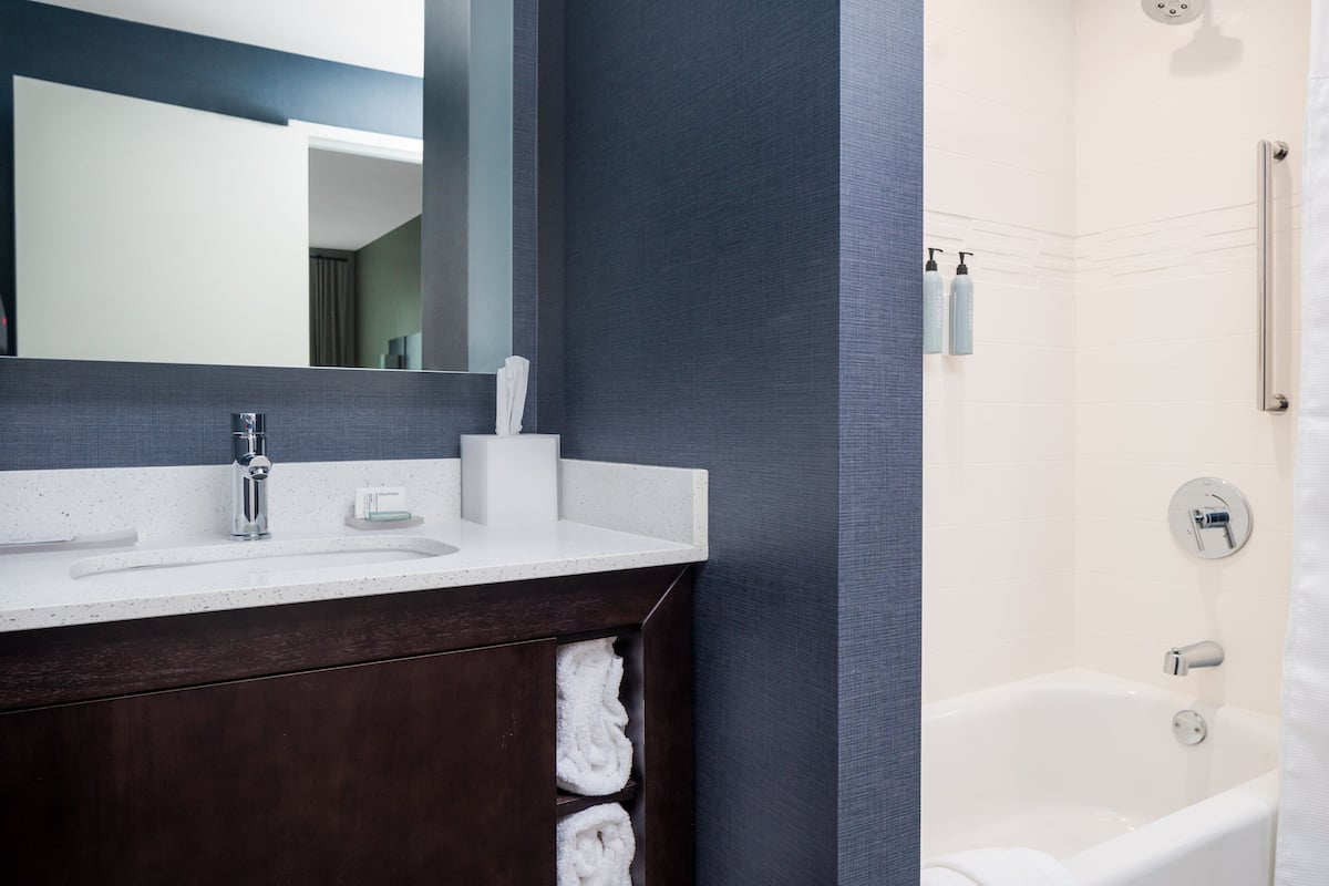 Free toiletries, hair dryer, towels