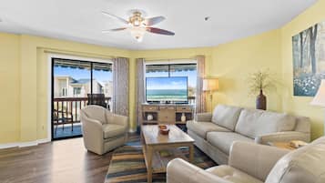 Condo | Living area | 36-inch LCD TV with cable channels, TV