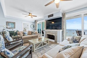 Condo, 2 Bedrooms (1022W) | Living area | 43-inch LCD TV with cable channels, TV - En Soleil Beach Resort By Panhandle Getaways (Panama City Beach)