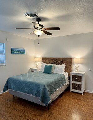 3 bedrooms, memory foam beds, desk, iron/ironing board