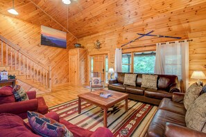 TV, fireplace, table football, ping pong