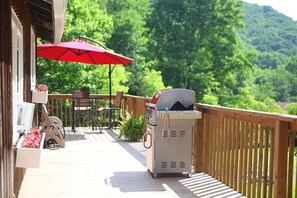 Outdoor dining - Cozy, romantic cabin in beautiful Roan Mt Tennessee & hot tub (Roan Mountain)