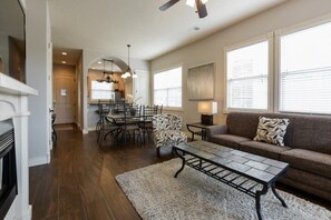 Télévision, cheminée, jeux vidéo, espaces bureaux