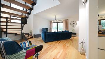 Villa, 4 Schlafzimmer, eigener Pool, Meerblick | Wohnzimmer