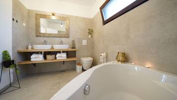 Villa, 4 Bedrooms, Private Pool, Sea View | Bathroom | Shower, free toiletries, bathrobes, slippers