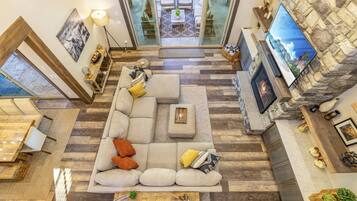 Smart TV, fireplace, foosball, table tennis