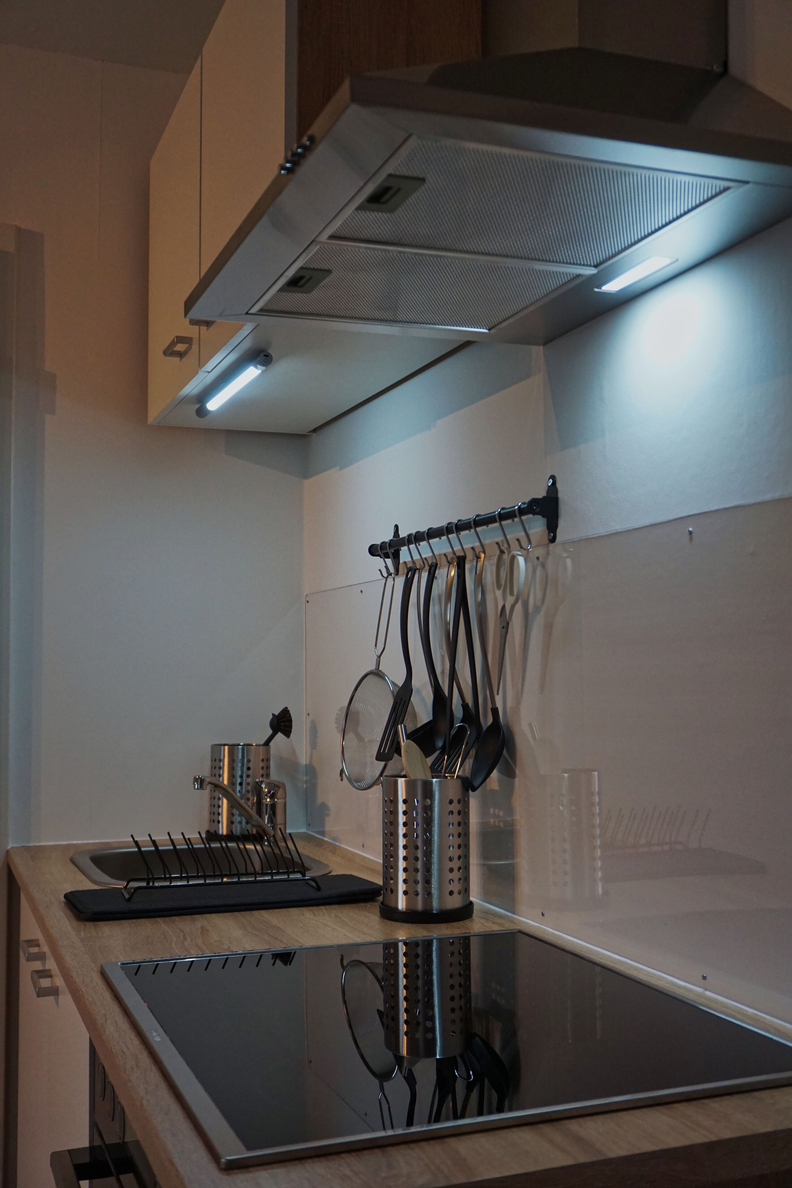 Kjøleskap, ovn, kokeplater og kaffetrakter/tekoker