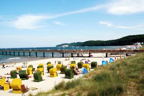 Rannalla, aurinkotuoleja