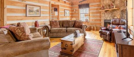 TV, fireplace
