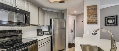 Fridge, microwave, oven, dishwasher