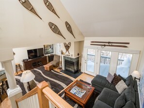TV, fireplace, DVD player, foosball