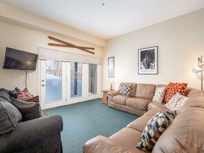 TV, fireplace, DVD player, table football