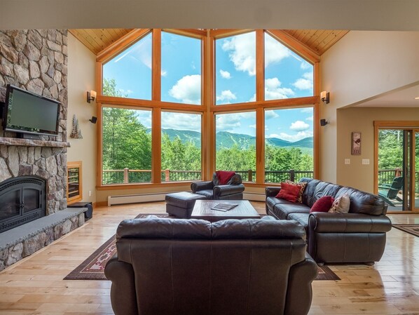 Televisión, chimenea, reproductor de DVD