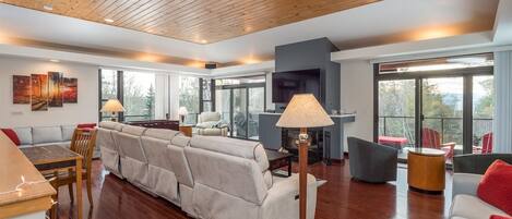 Televisión, chimenea y videojuegos