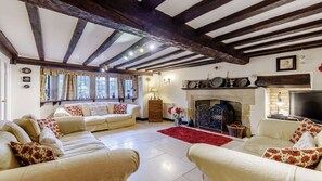 TV, fireplace