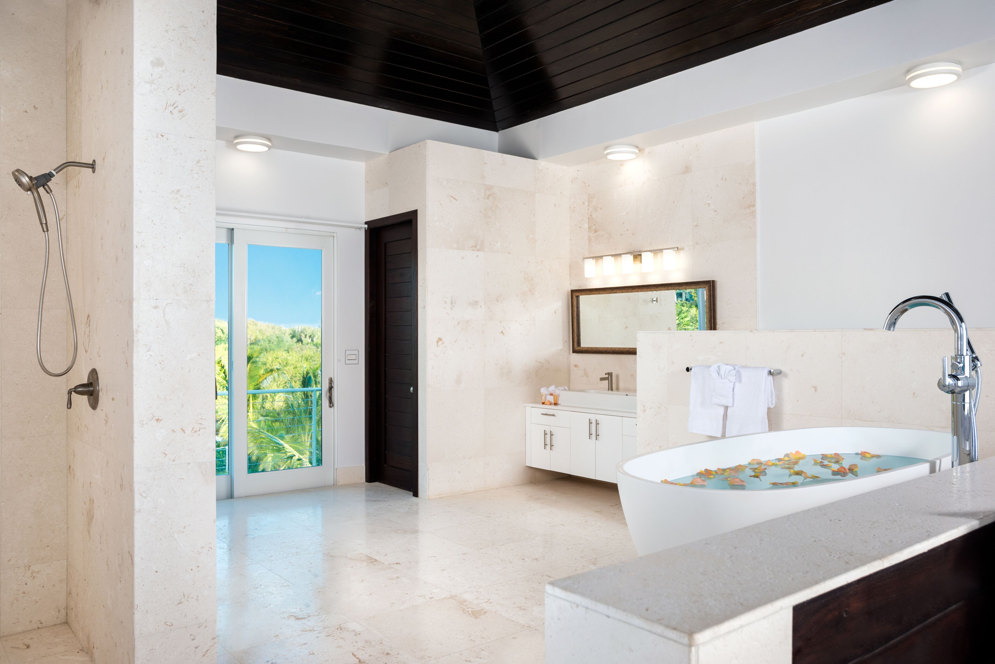 Luxury Villa, 1 Bedroom, Non Smoking, Oceanfront | Bathroom | Separate tub and shower, deep soaking tub, towels