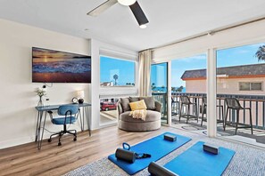 Smart TV, DVD player, books, music library