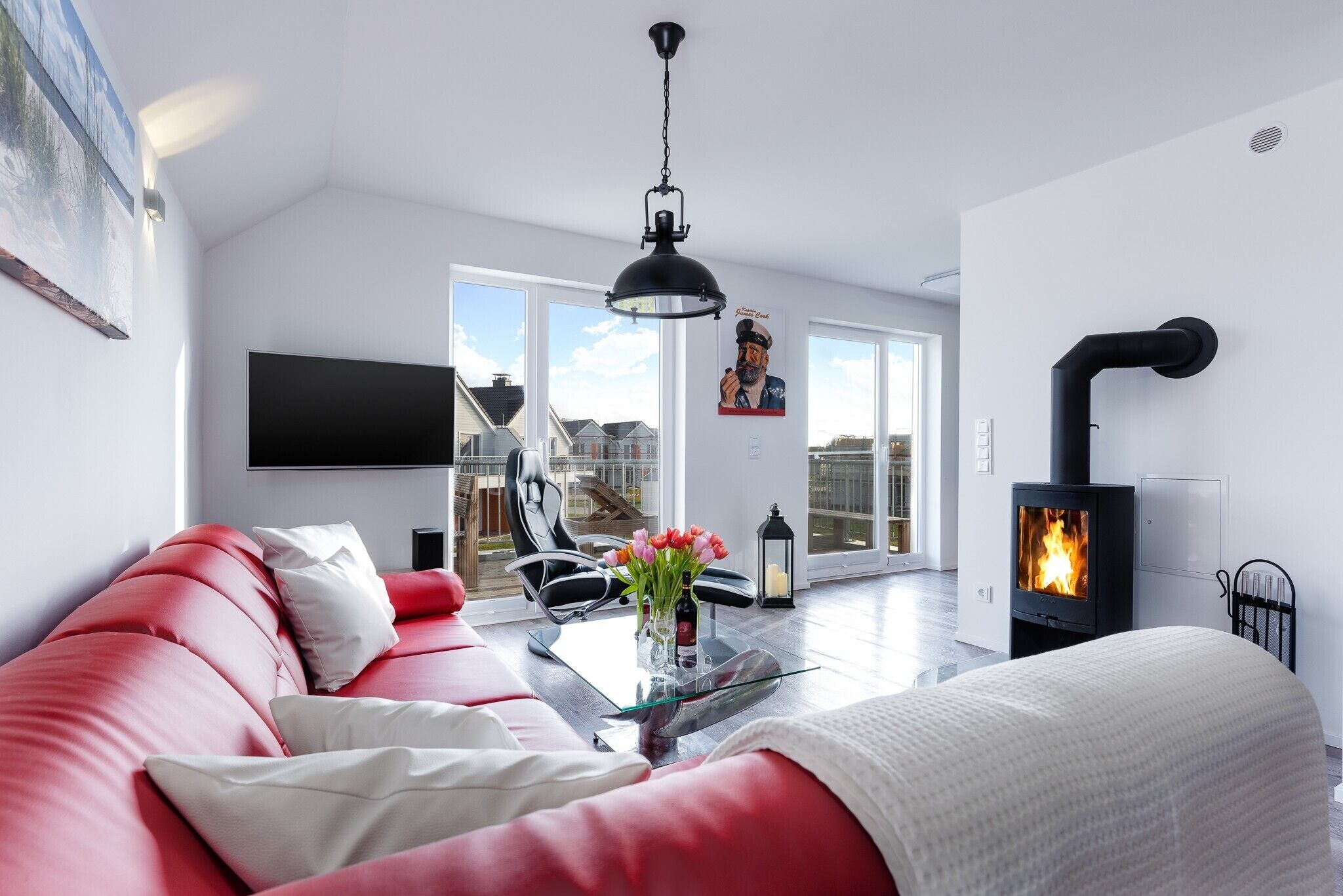 Fernseher, Kamin, Videospiele, Stereoanlage