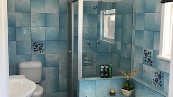 Bathtub, towels, soap, shampoo