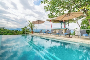Wonderful private swimming pool, patio and bar area.