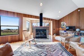 Televisión y chimenea