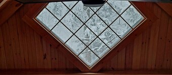 Northwoods Guest  Cabin & porch overlooking private woods and stream