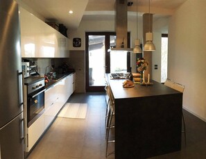 Fridge, microwave, dishwasher