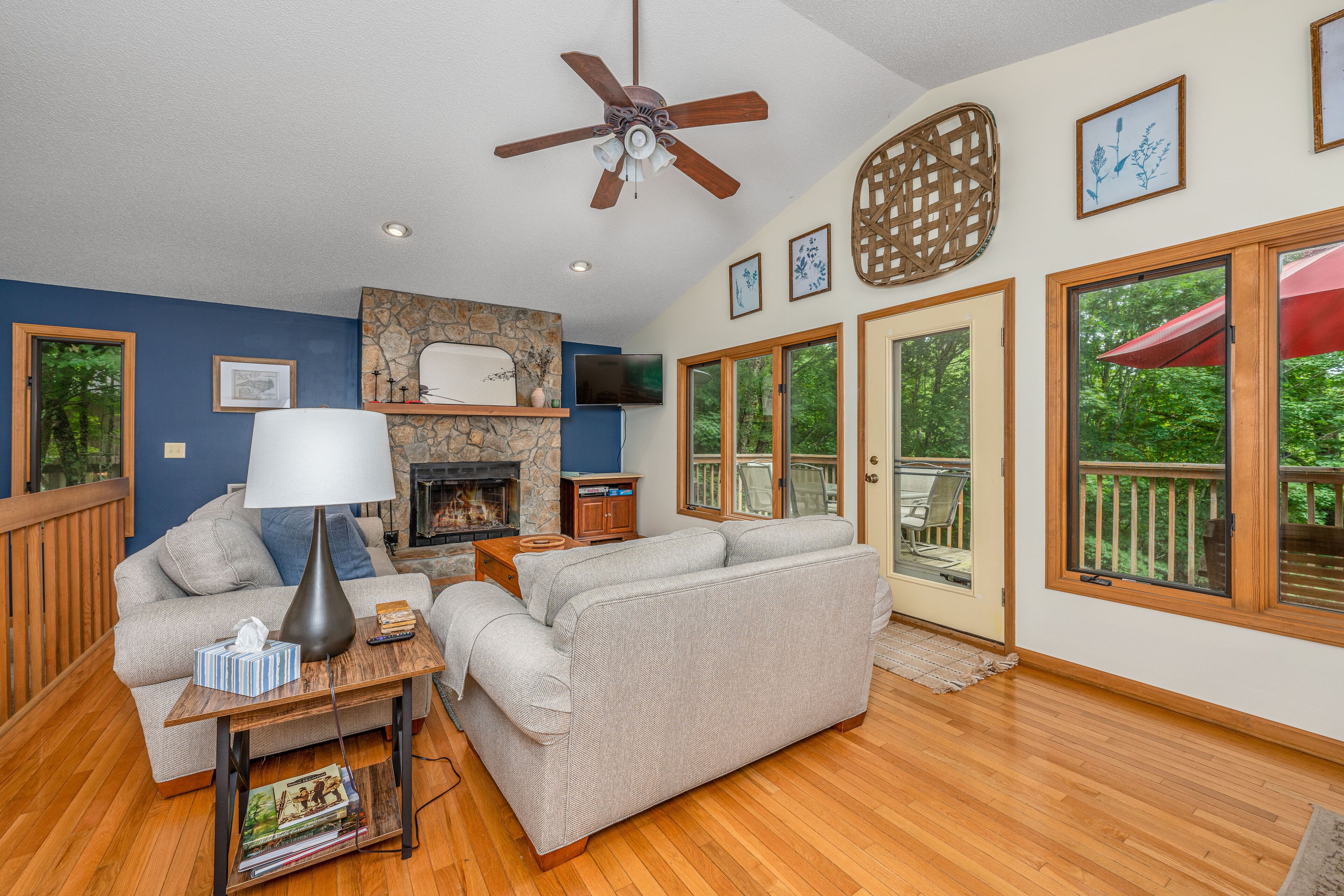 Smart TV, fireplace, DVD player