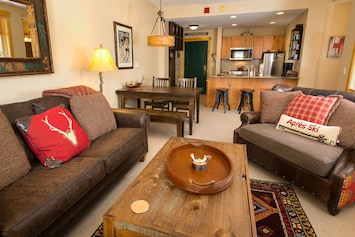 Cozy mountain themed living room