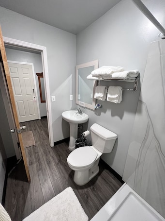 Deluxe Double Room | Bathroom | Shower, rainfall showerhead, free toiletries, hair dryer. Midway Motel