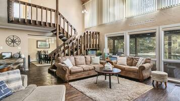 Smart TV, fireplace, video games, DVD player