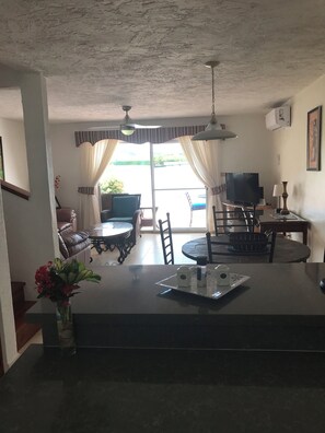 Interior - Seascape Villa 403E Jolly Hbr is a waterside  condo  10 mins walk  to the Beach. (Jolly Harbour)