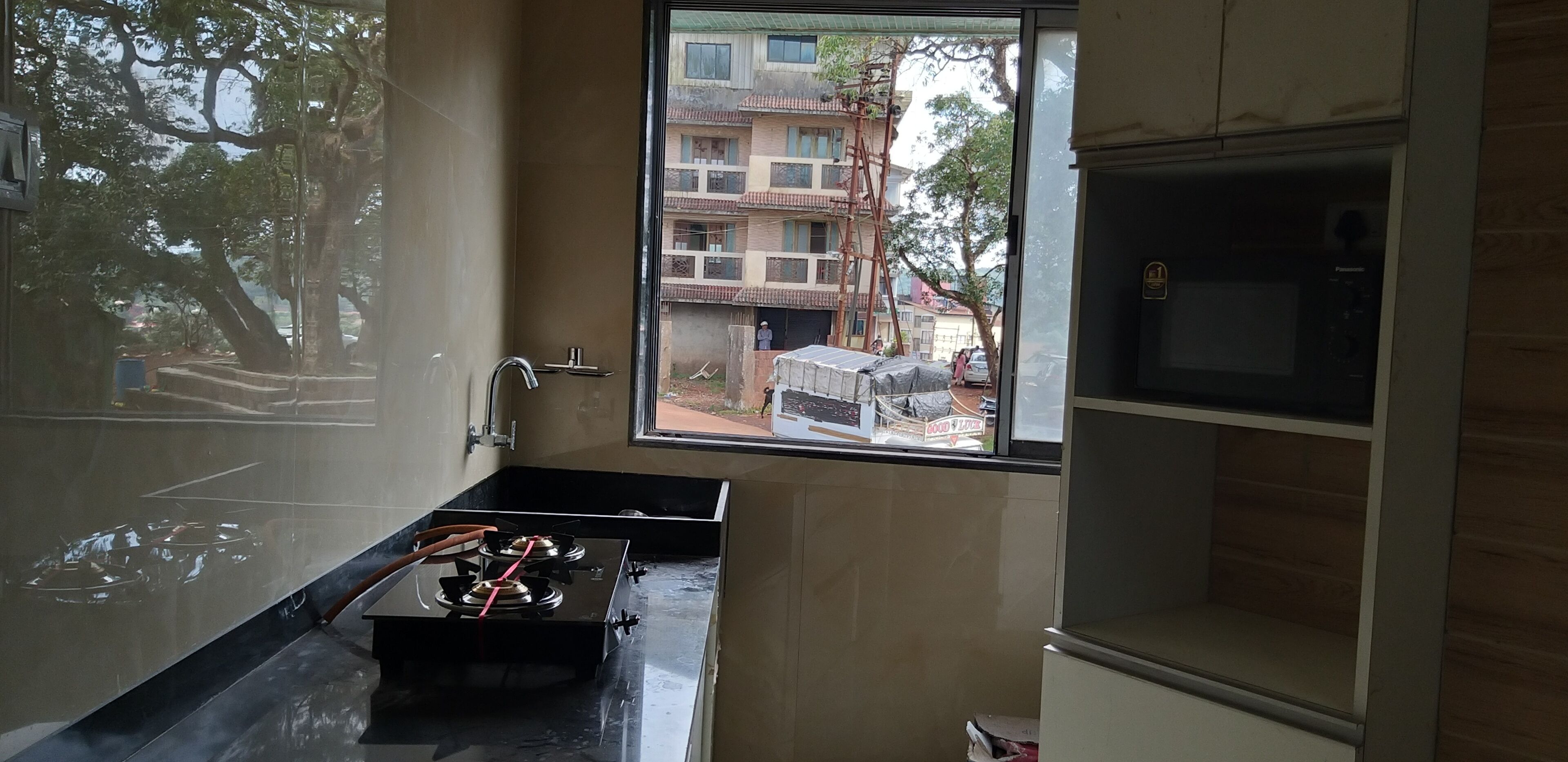 Microwave, dining tables