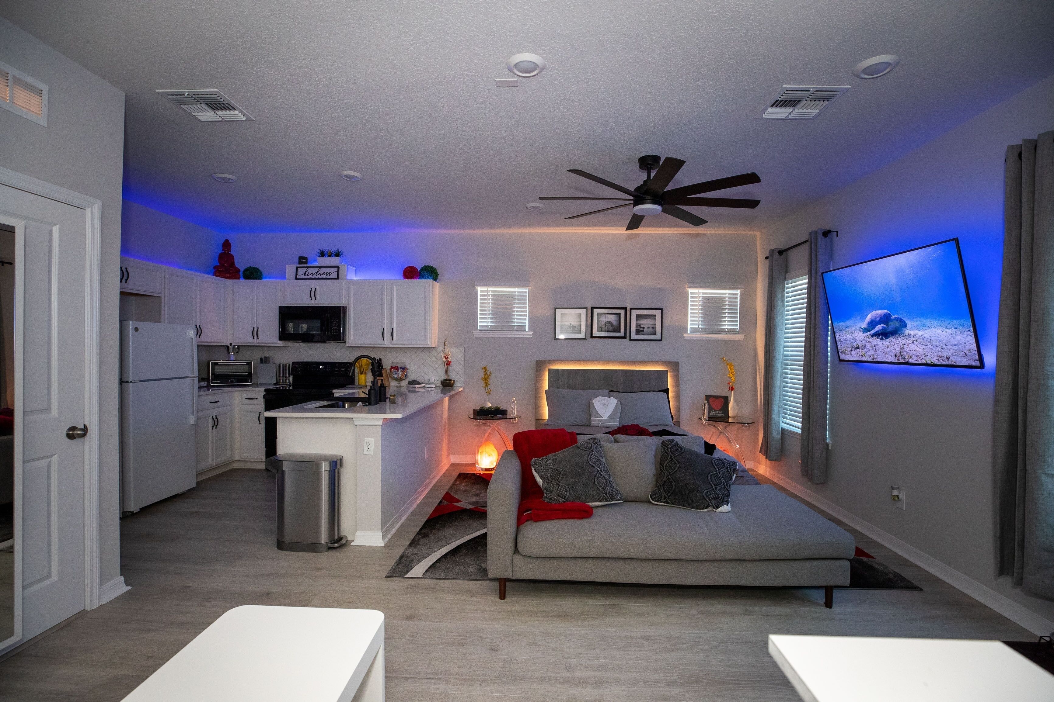 Televisio, takka, videopelejä, DVD-soitin