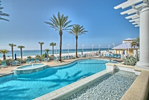A swimming pool with a view of the beach and ocean. - Boardwalk Beach Resort 1410~Gulf Front~Sleeps 8 (Panama City Beach)