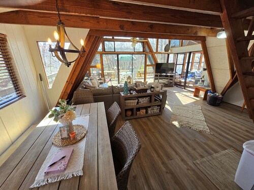 Lakefront A-Frame · Hot Tub · Paddle Pontoon Boat