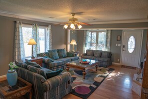 Smart TV, chimenea, reproductor de DVD y biblioteca musical