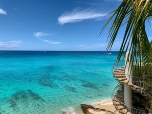 On the beach, sun-loungers, beach towels