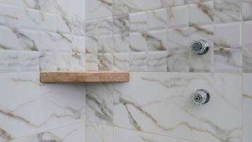 Shower, towels, soap, shampoo